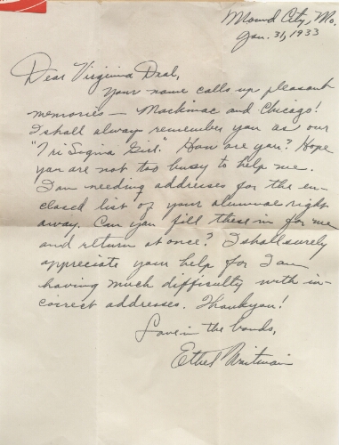 Letter to Virginia Lawrence