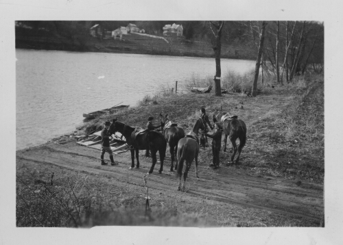 3.5.6: Dismounted riders at the ferry crossing, New River