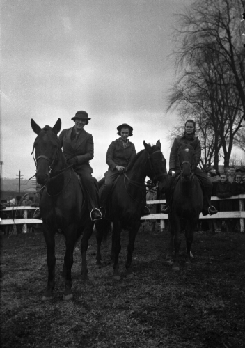 3.9.13: Blanche Daniel, Betty Jo Thomas, and Ann Geisen. Horse Show, December 10, 1938