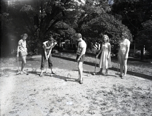 Girls Playing Croquet