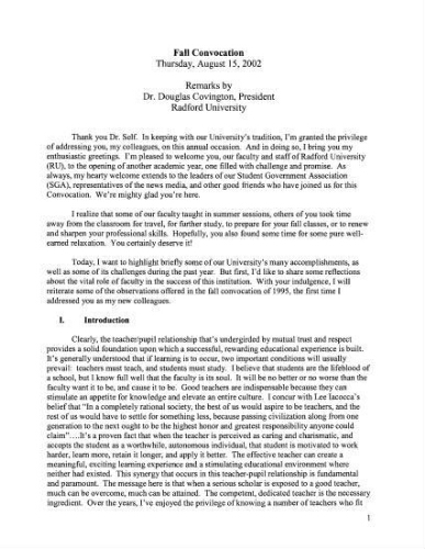 Dr. Douglas Covington -Fall Convocation Address, August 15,  2002