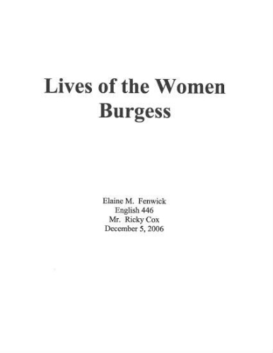 Lives of the Women Burgess