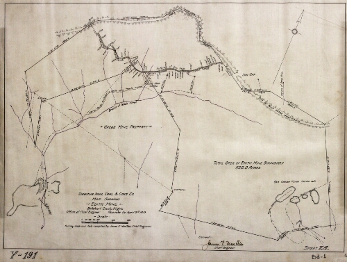 Map showing Edith Mine, Botetourt County, Virginia. April 12, 1919