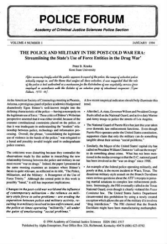 Police Forum, Vol.4  No.1