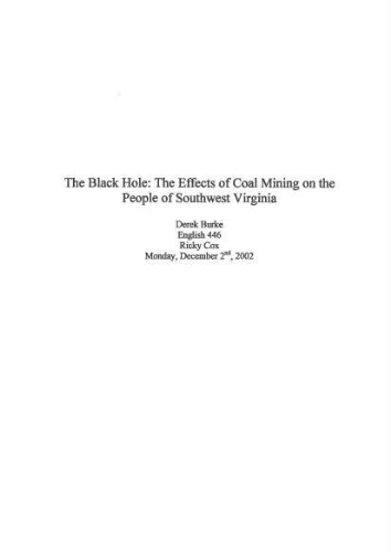 The Black Hole: The Effects of Coal Mining on the People of Southwest Virginia