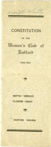 Constitution of the Woman's Club of Radford