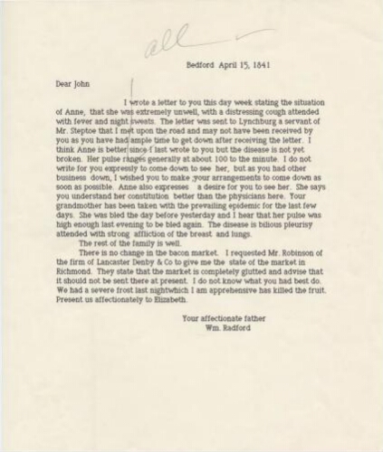 Letter William II to John Blair Radford