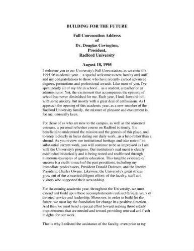 Dr. Douglas Covington -Fall Convocation Address, August 18,  1995