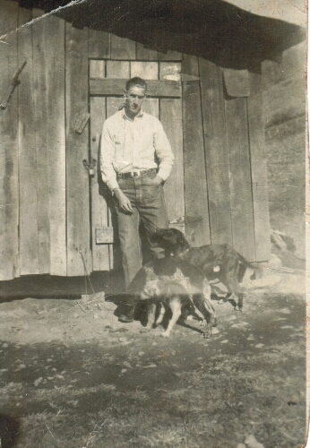 Harley Cordle with his dogs.