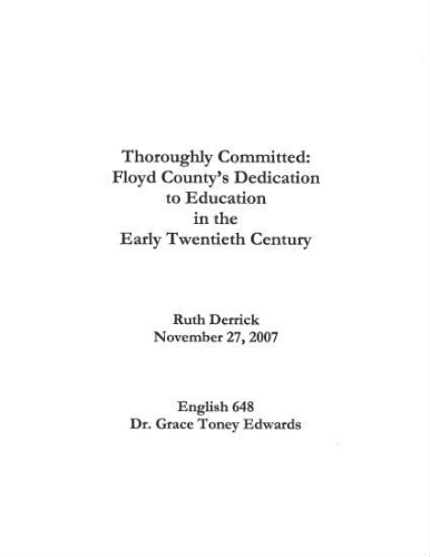Thoroughly Committed: Floyd County's Dedication to Education in the Early Twentieth Century