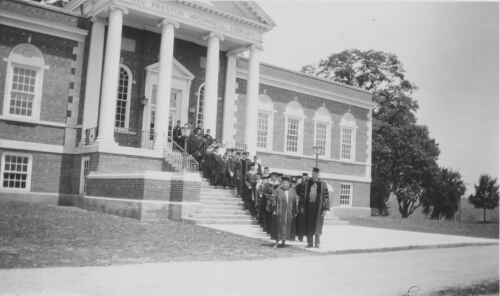 1.10.9: Faculty in front of McConnell Library