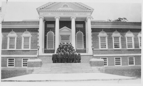 1.14.2: Faculty in front of McConnell Library, 1930s