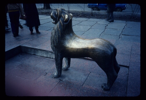 Brass Lion in Kiev, USSR  Park, Much Ridden by Children