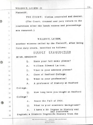 1.3 Testimony of William E. Larson in the case Jervey vs. Martin February 21, 1972