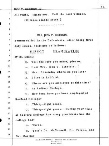 5.4 Testimony of Jean V. Einstein in the case Jervey vs. Martin on February 25, 1972