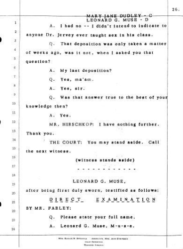 4.2 Testimony of Leonard G Muse in the case Jervey vs. Martin on February 24, 1972
