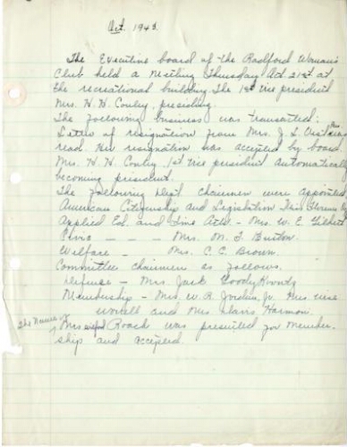 Executive Board Minutes, 1943