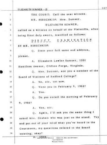 2.7 Testimony of Eizabeth Sumner in the case Jervey vs. Martin on February 22, 1972