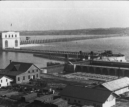 General View of the Great Power Dam and Locks in the Mississippi River at Keokuk, Iowa
