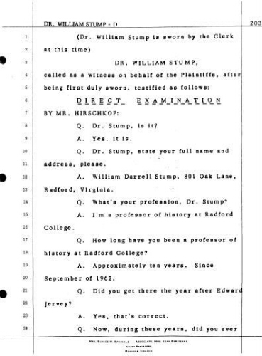 2.8 Testimony of William Stump in the case of Jervey vs. Martin on February 22, 1972