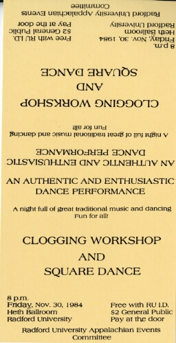 Clogging Workshop and Square Dance Table Tent