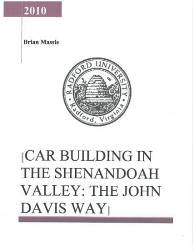 Car Building in the Shenandoah Valley: The John Davis Way