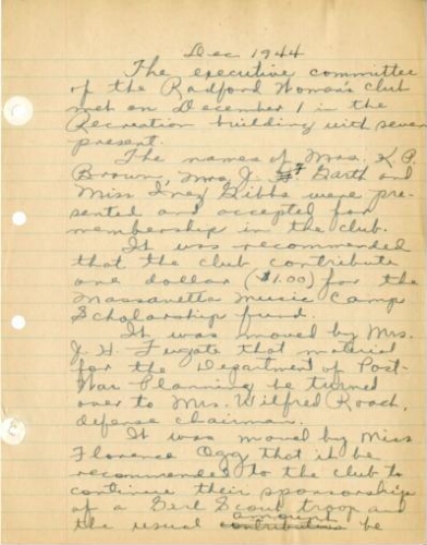 Executive Board Minutes, 1944