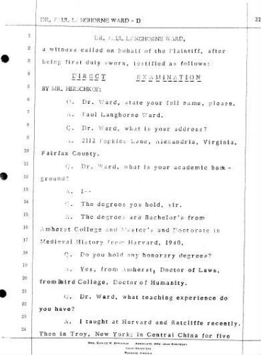 3.7 Testimony of Paul Langhorne Ward in the case Jervey vs. Martin on February 23, 1972