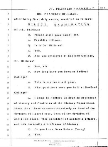 4.6_Testimony of Franklin Hillman in the case Jervey vs. Martin on February 24, 1972