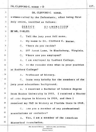 5.9_Testimony of Clifford C. Norse in the case Jervey vs. Martin on February 25, 1972