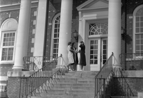 7.12.4-9: Unidentified students on Radford College Campus, 1940s