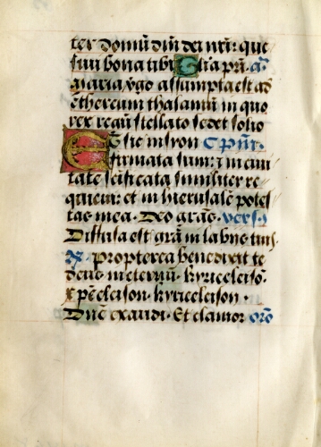 Illuminated manuscript leaf on vellum from a Book of Hours