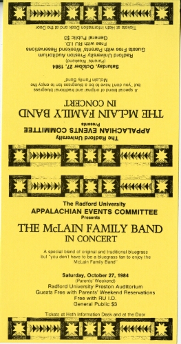 McLain Family Band in Concert Table Tent