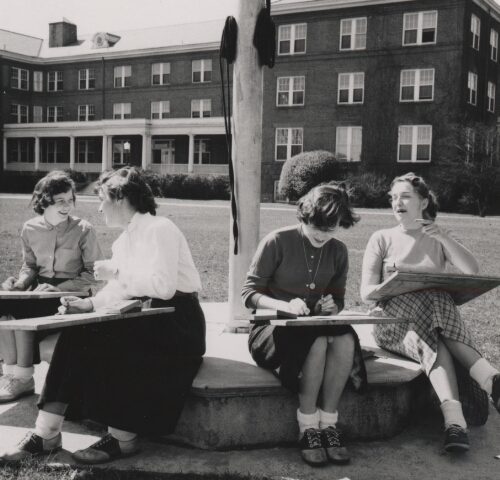 Students on campus, c. 1950s