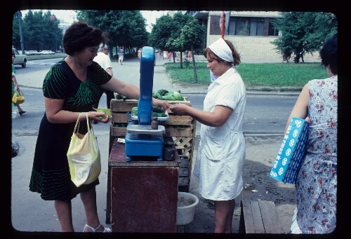 Young Woman (Right) in Small Produce Business-Kharkov, USSR