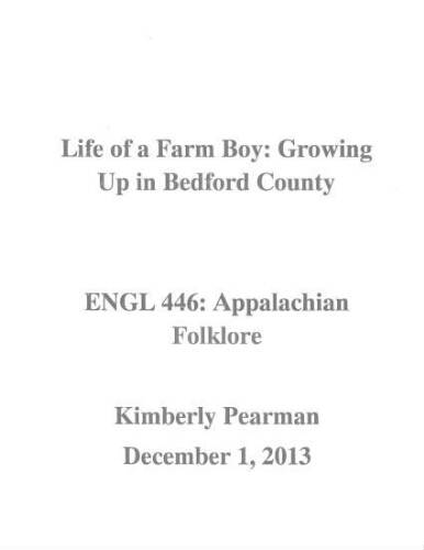 Life of a Farm Boy: Growing Up in Bedford County