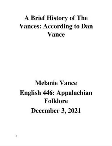 A Brief History of The Vances: According to Dan Vance
