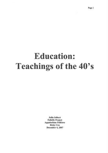 Education: Teaching of the 40's
