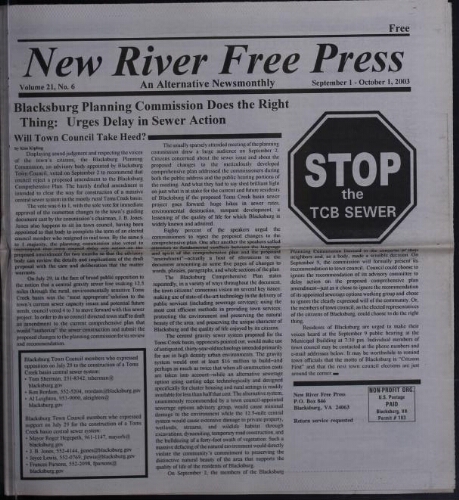 New River Free Press, September 2003