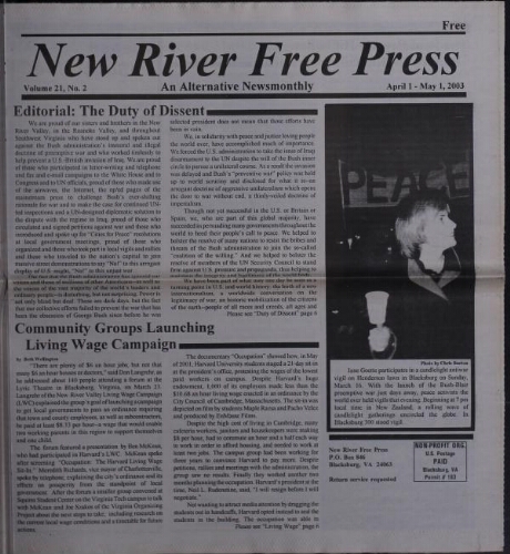 New River Free Press, April 2003