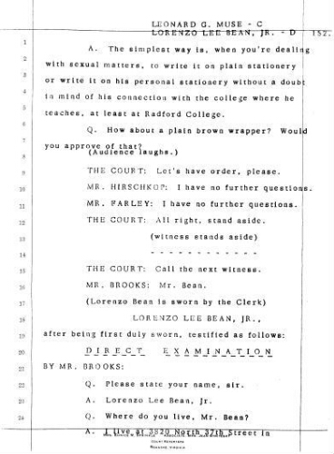 4.3 Testimony of Lorenzo Lee Bean Jr in the case Jervey vs. Martin on February 24, 1972