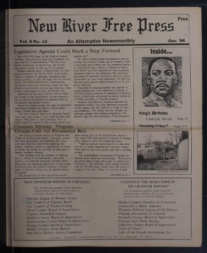 New River Free Press, January 1986