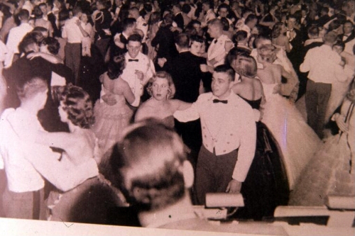 Unidentified students at a formal dance.