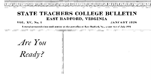 Are You Ready? State Teachers College flyer from January 1928