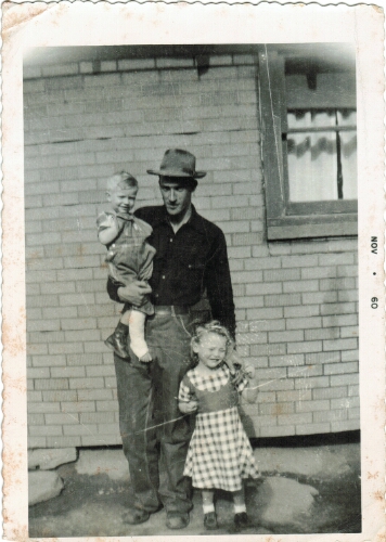 Harley Cordle with his daughter Gaynell and son Charlie, November 1960