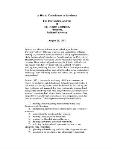 Dr. Douglas Covington -Fall Convocation Address, August 21, 1997