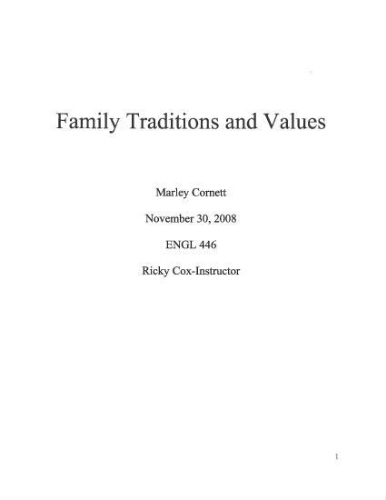 Family Traditions and Values