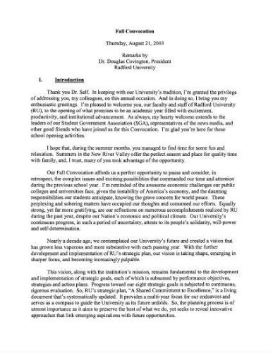 Dr. Douglas Covington -Fall Convocation Address, August  21,  2003