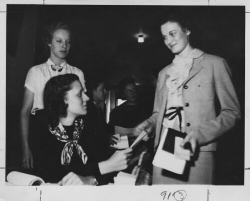 Registration Day, Dean's Office, September 1938. Kathleen Wampler, Margaret Moseley, Jessie Cox