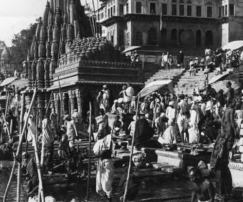 Pilgrims Bathing in the Sacred Ganges, Benares, India